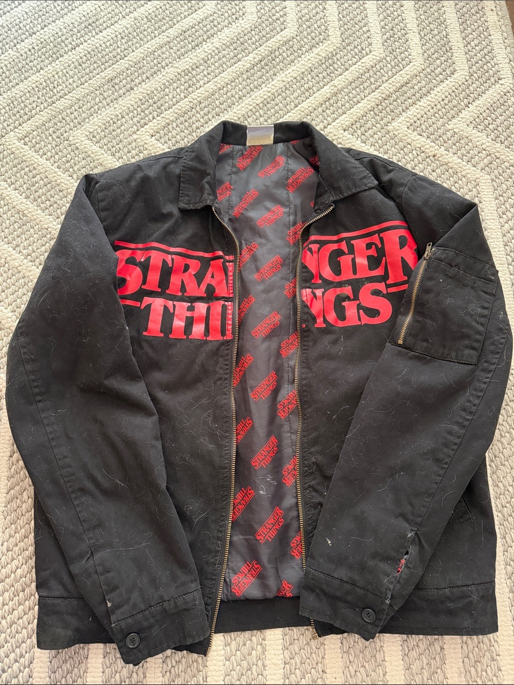 Netflix Black Jacket with Bold Red 'Stranger Things' Chest Print